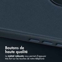 Accezz Coque arrière en cuir avec MagSafe Apple iPhone 17 - Nightfall Blue