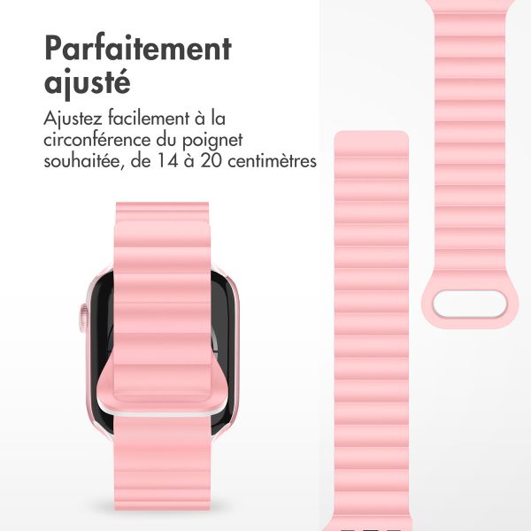 imoshion Bracelet en silicone magnétique Apple Watch Series 1 t/m 11 / SE / Ultra (44/45/46/49 mm) - Roze & Wit / Pink & White