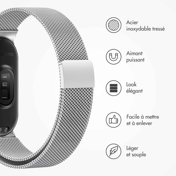 imoshion Bracelet magnétique milanais Xiaomi Smart Band 8 / 9 - Argent
