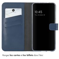 Selencia Étui portefeuille en cuir véritable Samsung Galaxy S25 Plus - Bleu