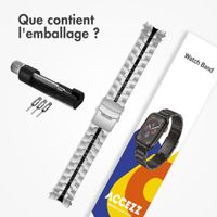 Accezz Bracelet Steel Samsung Galaxy Watch 4 / 5 / 6 / 7 / FE (20 mm) - Zilver & Zwart / Silver & Black