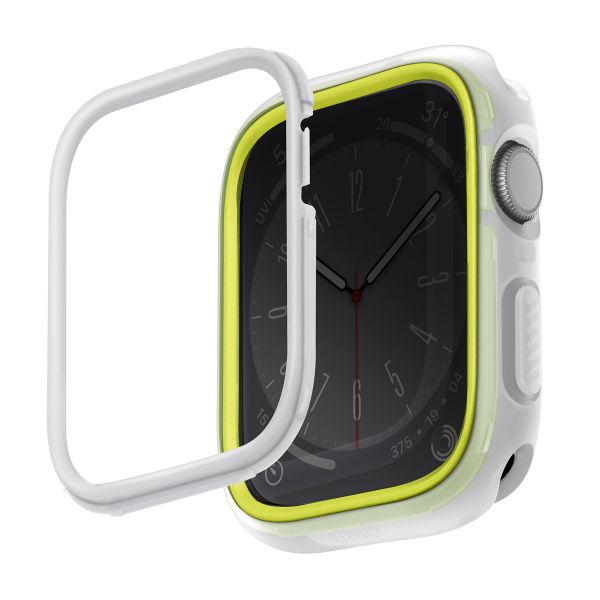 Uniq Moduo Coque Apple Watch avec Lunette interchangeable Apple Watch 4-9 / SE - 44/45 mm - Frost (Lime/White)