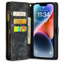 CaseMe Etui de téléphone de luxe en cuir deux iPhone 14 - Noir