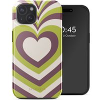 Selencia Coque arrière Vivid Tough avec MagSafe iPhone 15 - Double Hearts Plum Fern