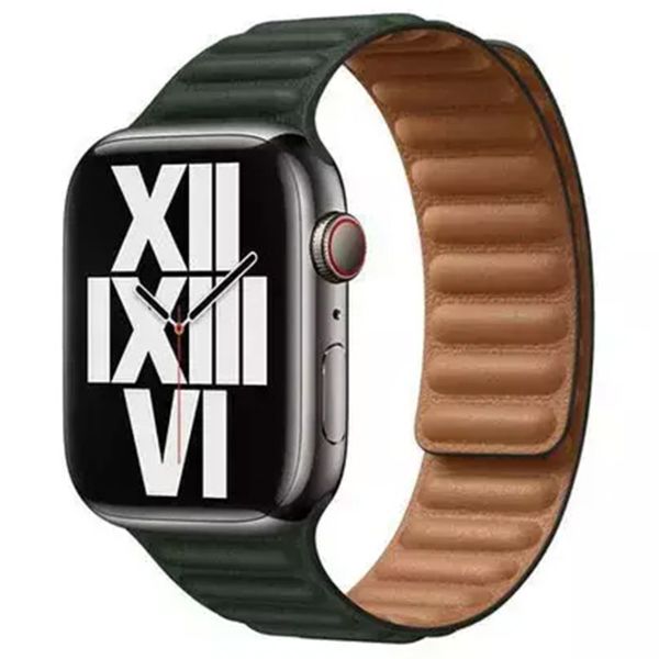 Apple Leather Link Apple Watch Series 1-10 / SE / Ultra (2) - 42/44/45/46/49 mm - Taille M/L - Sequoia Green