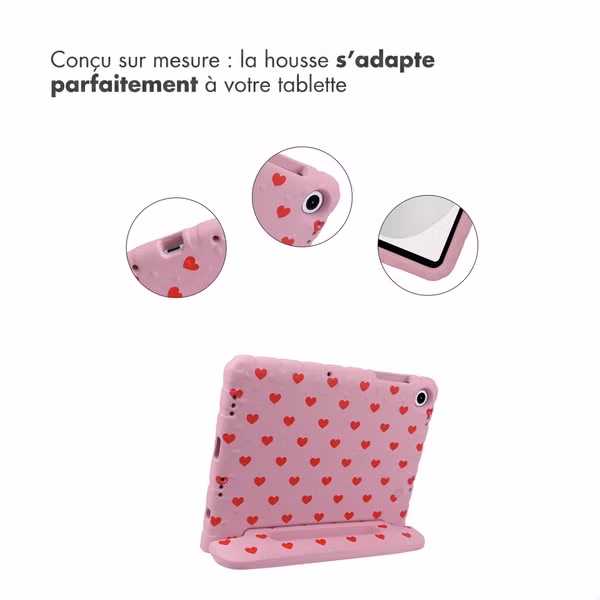 imoshion Coque arrière Kidsproof Design avec poignée Samsung Galaxy Tab A11 Plus / A9 Plus - Cœurs