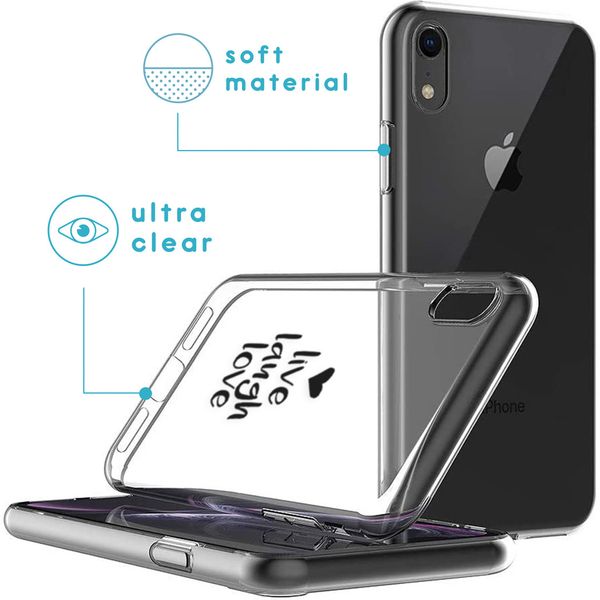 imoshion Coque Design iPhone Xr - Live Laugh Love - Noir