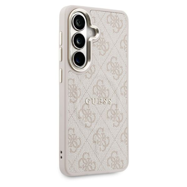 Guess Coque arrière en cuir 4G avec MagSafe Samsung Galaxy S26 - Gold Edge - Pink