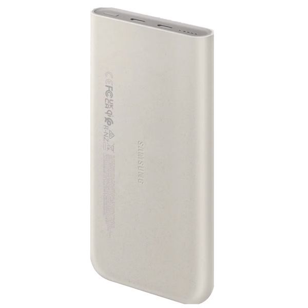 Samsung Ensemble Batterie Externe Officiel | Samsung Galaxy Batterie Externe 10.000 mAh - 2x USB-C - Beige + Adaptateur USB-C Samsung 25 Watts - Blanc