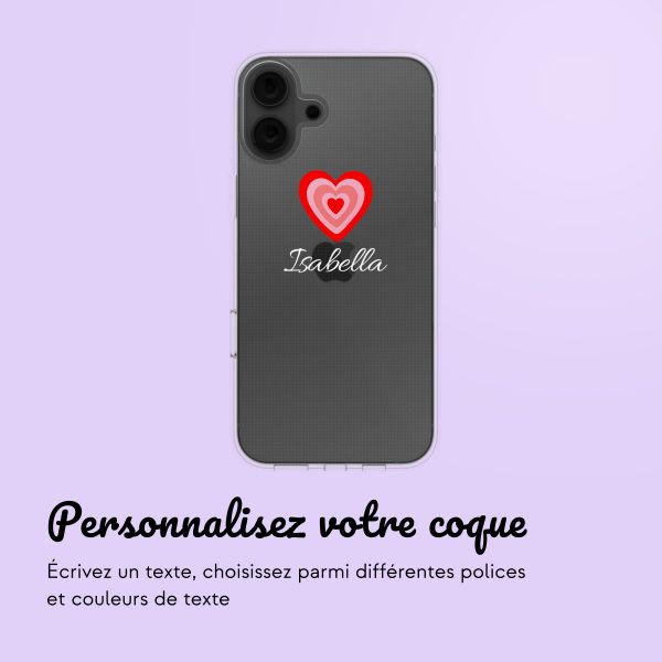 Coque personnalisée avec un cœur iPhone 16 - Transparent