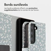 imoshion Étui de télephone portefeuille Design Samsung Galaxy S22 - Smoke Green Flowers