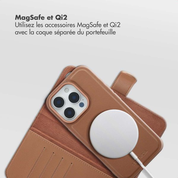 Selencia Étui portefeuille amovible Olyn avec MagSafe Apple iPhone 16 Pro - Marron