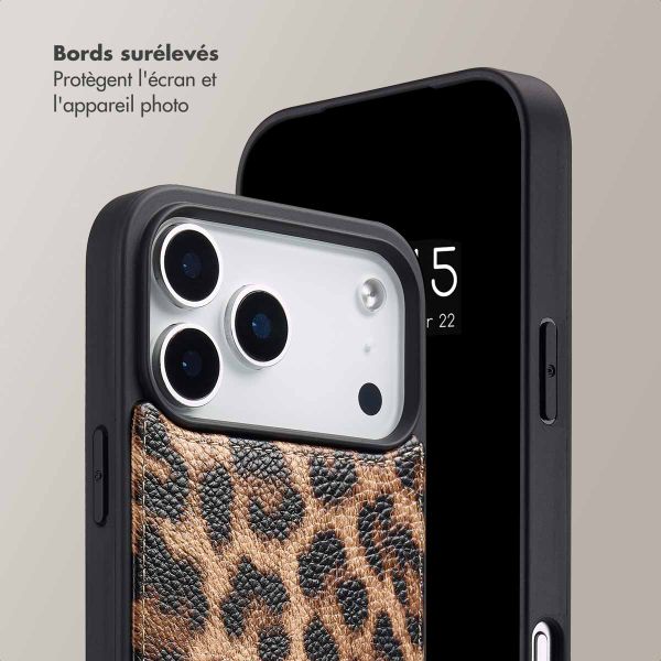 Selencia Coque de télephone Nova avec cordon et porte-cartes Apple iPhone 17 Pro - Leopard