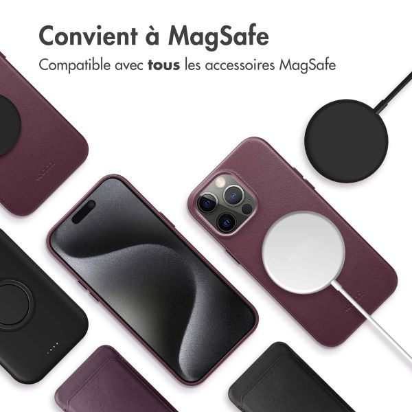 Accezz Coque arrière en cuir avec MagSafe Apple iPhone 15 Pro Max - Heath Purple
