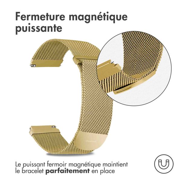 imoshion Bracelet magnétique milanais  - Connexion universelle 22 mm - Taille M - Doré