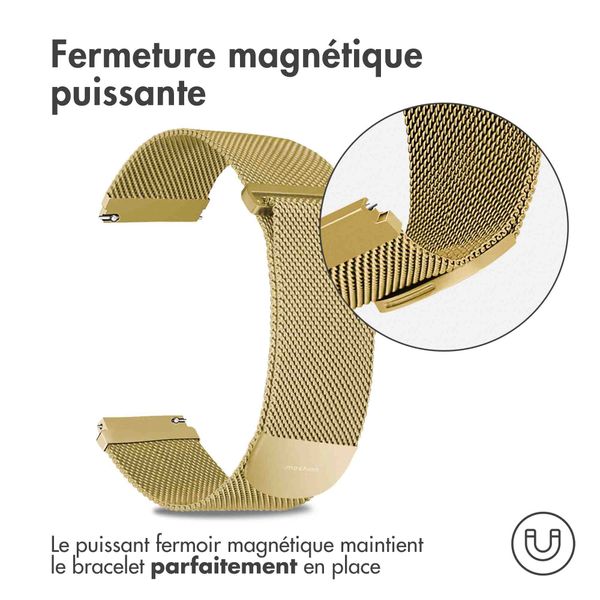 imoshion Bracelet magnétique milanais - Connexion universelle de 22 mm - Taille M - Dorée