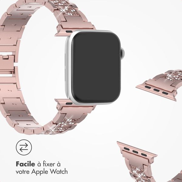 Selencia Bracelet à maillons scintillants Apple Watch Series 1 t/m 9 / SE (38/40/41 mm) | Series 10 / 11 (42 mm) - Rose