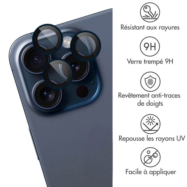 imoshion Lot de 2 protections d'objectif de caméra Apple iPhone 15 Pro / 15 Pro Max - Blue Titanium