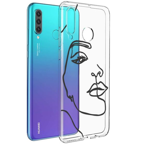 imoshion Coque Design Huawei P30 Lite - Visage abstrait - Noir