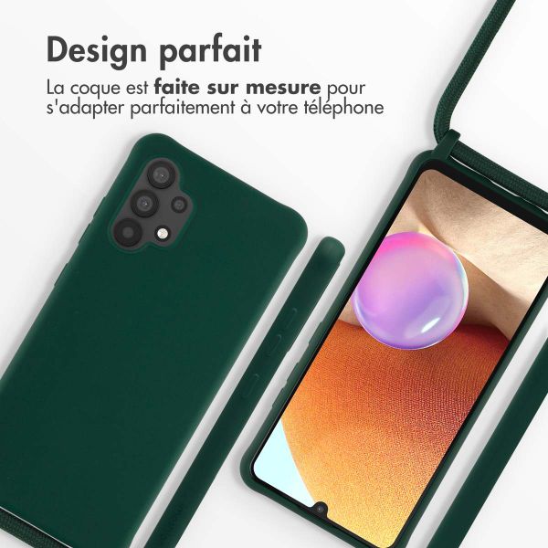 imoshion ﻿Coque en silicone avec cordon Samsung Galaxy A32 (4G) - Vert foncé