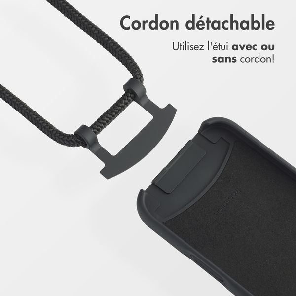 imoshion Coque arrière Color avec cordon amovible et MagSafe Apple iPhone 16 - Noir