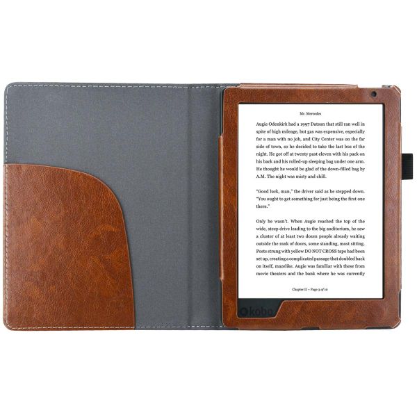 imoshion Etui portefeuille Luxe unie pour liseuse Kobo Aura H2O Edition 2 - Brun