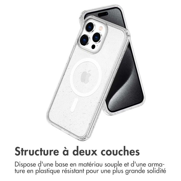 imoshion Coque Pailletée avec MagSafe Apple iPhone 15 Pro - Paillettes Transparent