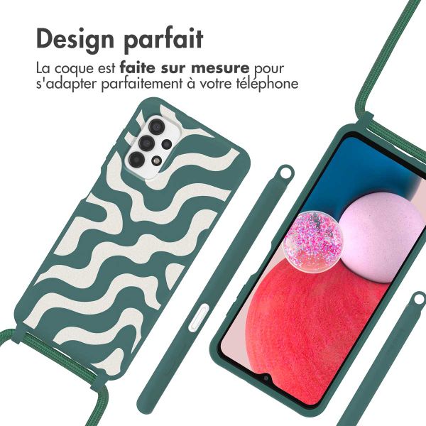 imoshion Coque design en silicone avec cordon Samsung Galaxy A13 (4G) - Petrol Green Groovy