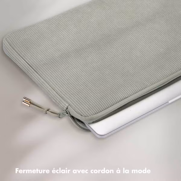 Selencia Pochette ordinateur Corduroy 15-16 pouces - Pistache Cream