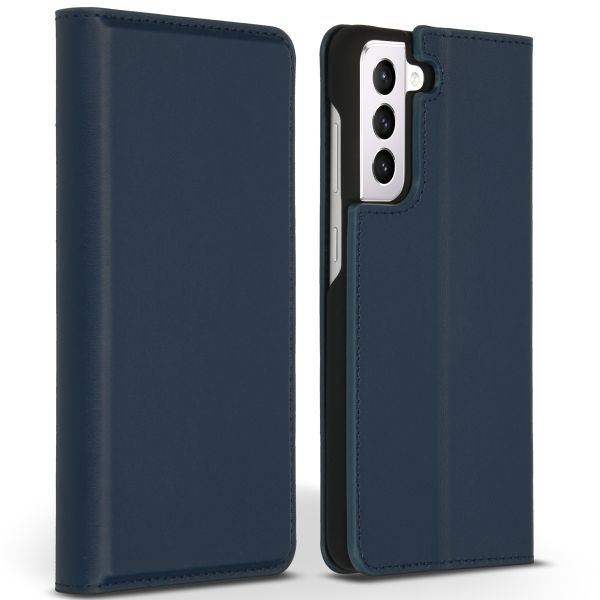 Accezz Étui de téléphone Slim Folio en cuir de qualité supérieure Samsung Galaxy S21 FE - Bleu foncé