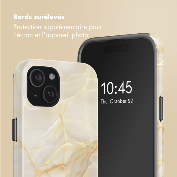 Selencia Coque arrière Vivid Apple iPhone 15 - Golden Beige Marble