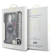 Guess MagSafe IML Flowers Case avec beads strap iPhone 15 Pro Max - Black