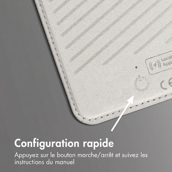 Accezz Portefeuille en cuir magnétique avec support - Compatible avec Apple Find My - Light Grey