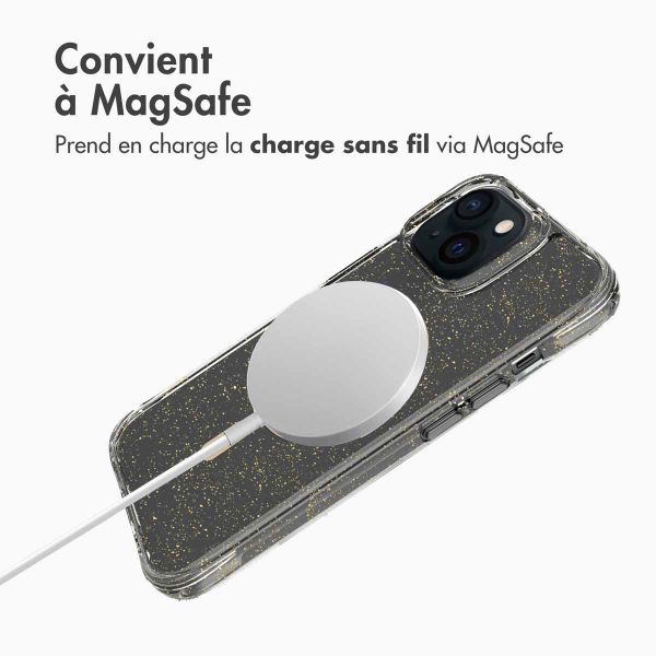 imoshion Coque arrière transparente Pailletée avec MagSafe Apple iPhone 15 - Doré