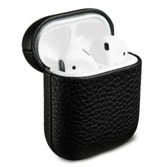 Accezz Coque en Cuir véritable AirPods 1 / 2 - Noir