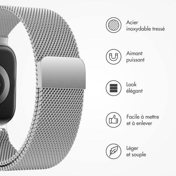 imoshion Bracelet magnétique milanais Xiaomi Smart Band 9 / 8 Pro / Redmi Watch 6 / 5 / 4 - Argent