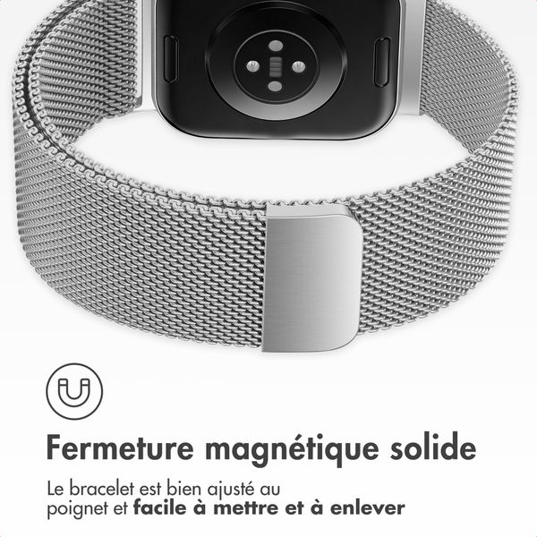 imoshion Bracelet magnétique milanais Xiaomi Smart Band 9 / 8 Pro / Redmi Watch 6 / 5 / 4 - Argent