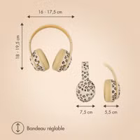 imoshion Édition Spéciale - Casque sans fil pour enfants avec imprimé léopard LED Light - Limiteur de décibels - Avec câble AUX - Léopard