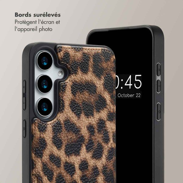 Selencia Coque de télephone Nova avec cordon et porte-cartes Samsung Galaxy S24 Plus / S25 Plus - Leopard