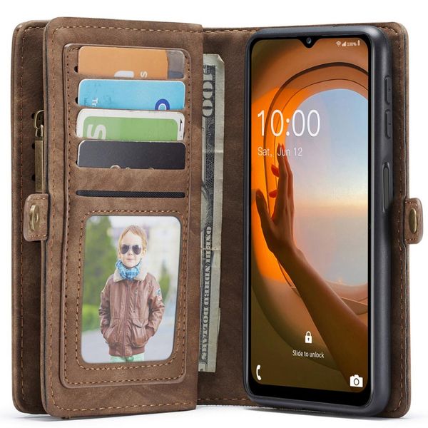 CaseMe Etui de téléphone de luxe en cuir deux en un Samsung Galaxy A13 (5G) / A04s - Brun