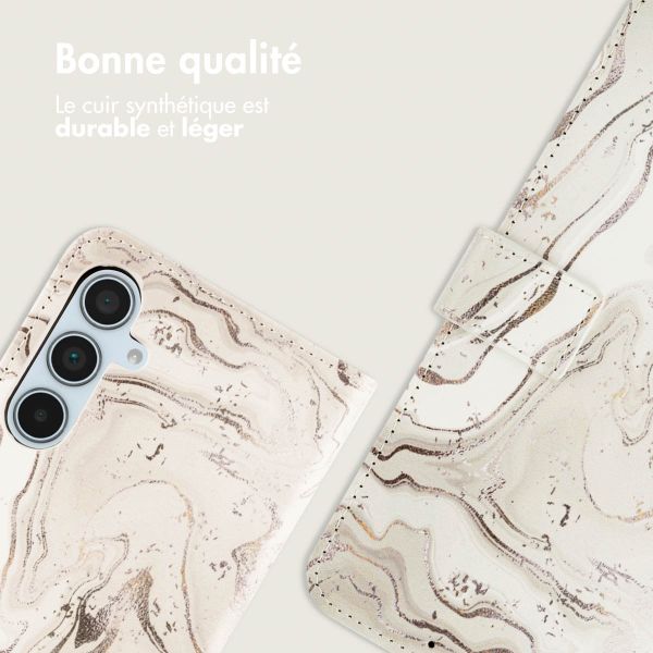 imoshion Étui de téléphone portefeuille Design Samsung Galaxy A35 - Sandy Marble