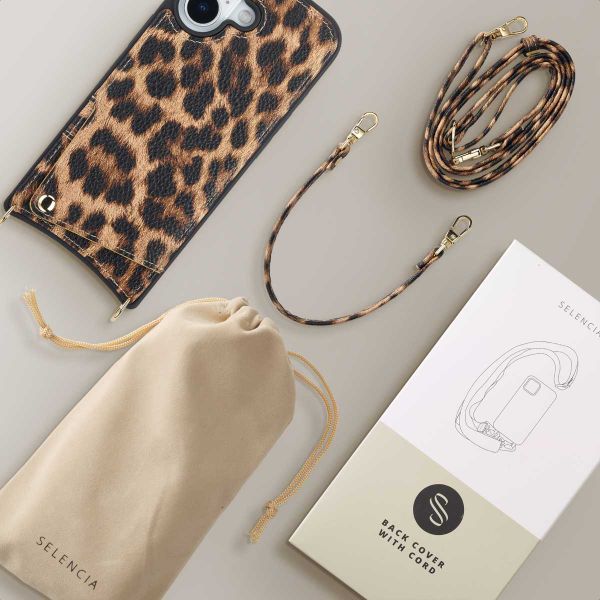 Selencia Coque de télephone Nova avec cordon et porte-cartes Apple iPhone 17 - Leopard