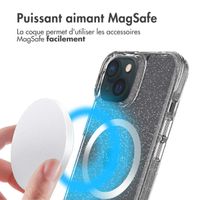 imoshion Coque arrière transparente Pailletée avec MagSafe Apple iPhone 15 - Argent