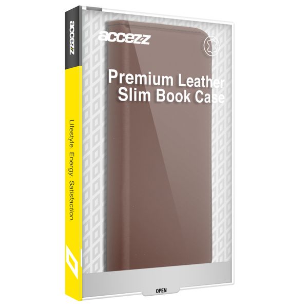 Accezz Étui de téléphone Slim Folio en cuir de qualité supérieure Apple iPhone SE (2022 / 2020) / 8 / 7 / 6(s) - Brun
