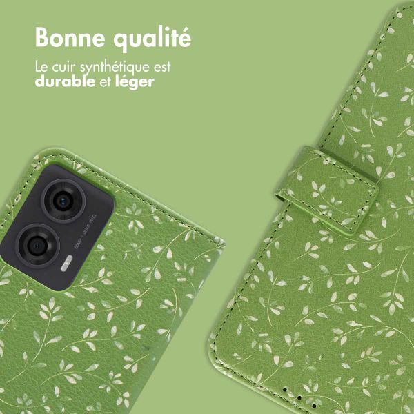 imoshion Étui de télephone portefeuille Design Motorola Moto G24 Power - Green Flowers