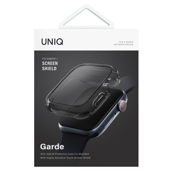 Uniq Garde Coque Hybride Watch avec protection d'écran Apple Watch 7-9 - 45 mm - Smoked (Tinted Grey)