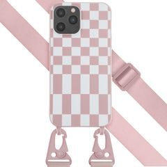 Selencia Coque design en silicone avec cordon amovible Apple iPhone 12 Pro Max - Irregular Check Sand Pink