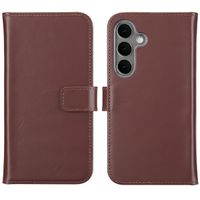Selencia Étui portefeuille en cuir véritable Samsung Galaxy S25 Plus - Marron foncé
