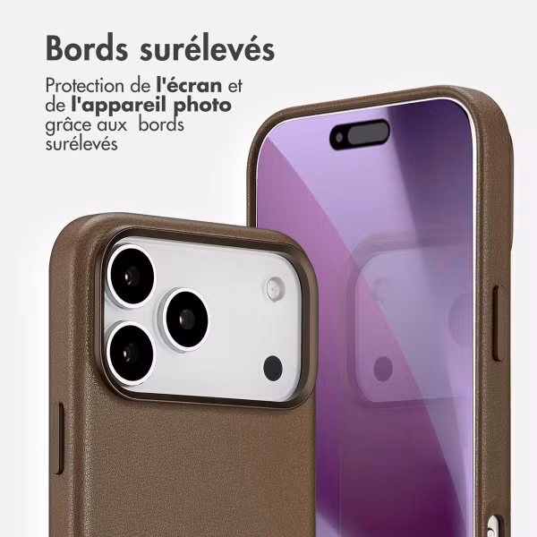 Accezz Coque arrière en cuir avec MagSafe Apple iPhone 17 Pro Max - Marron café