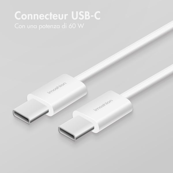 imoshion Câble USB-C vers USB-C - Tressé - 0,5 mètre - Blanc